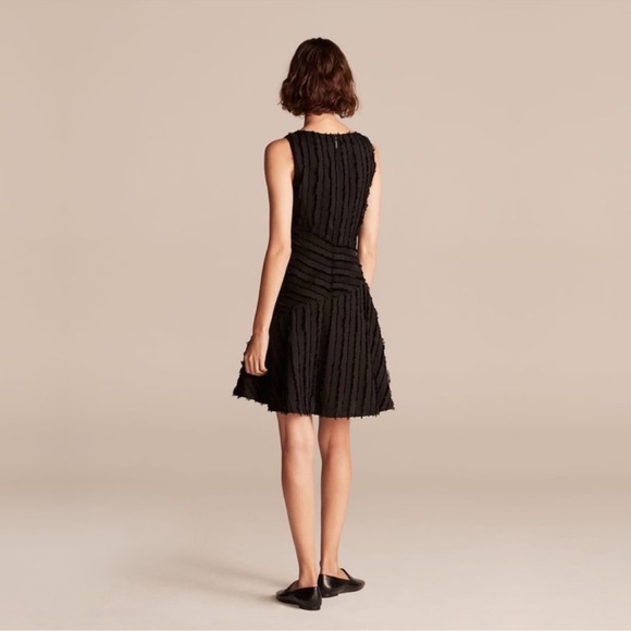 REBECCA TAYLOR Eyelash Stripe Short Black Dress Size 2 - Picture 2 of 9